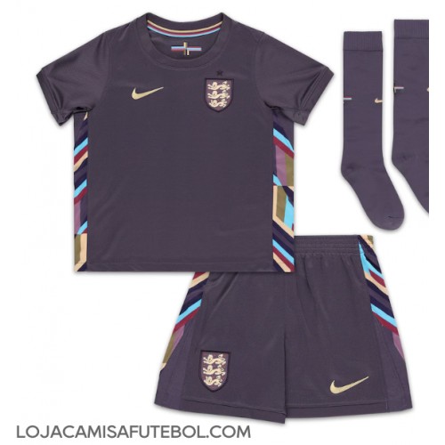 Camisa de Futebol Inglaterra Equipamento Secundário Infantil Europeu 2024 Manga Curta (+ Calças curtas)